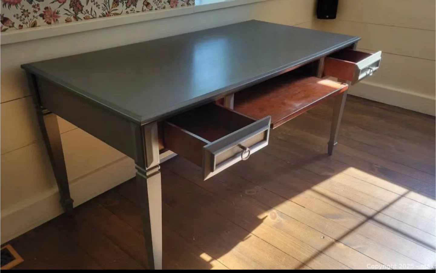 Grey Bombey Wooden Desk with Drawers image indicator(2)