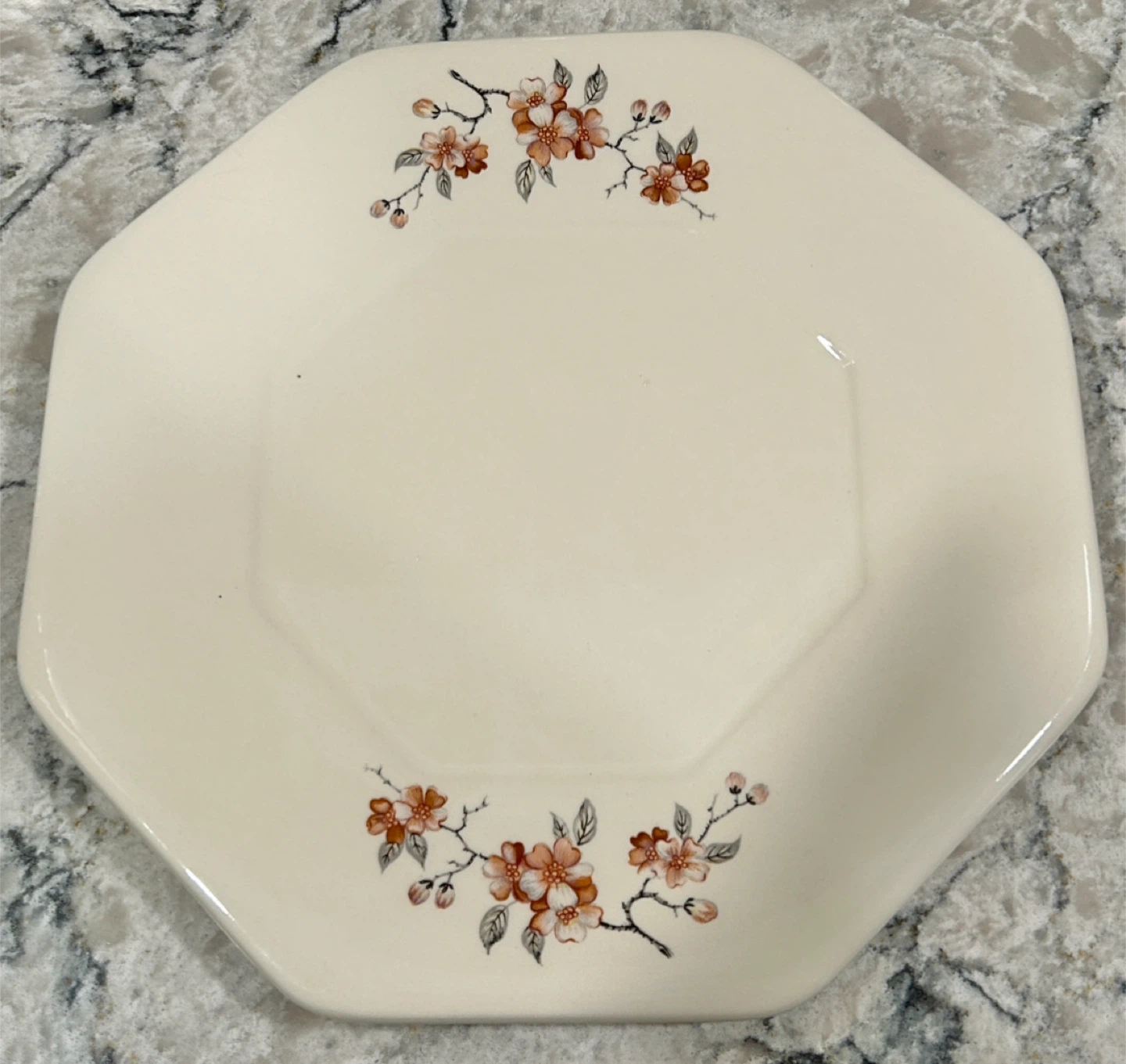 Vintage Octagon Plate with Floral Design
