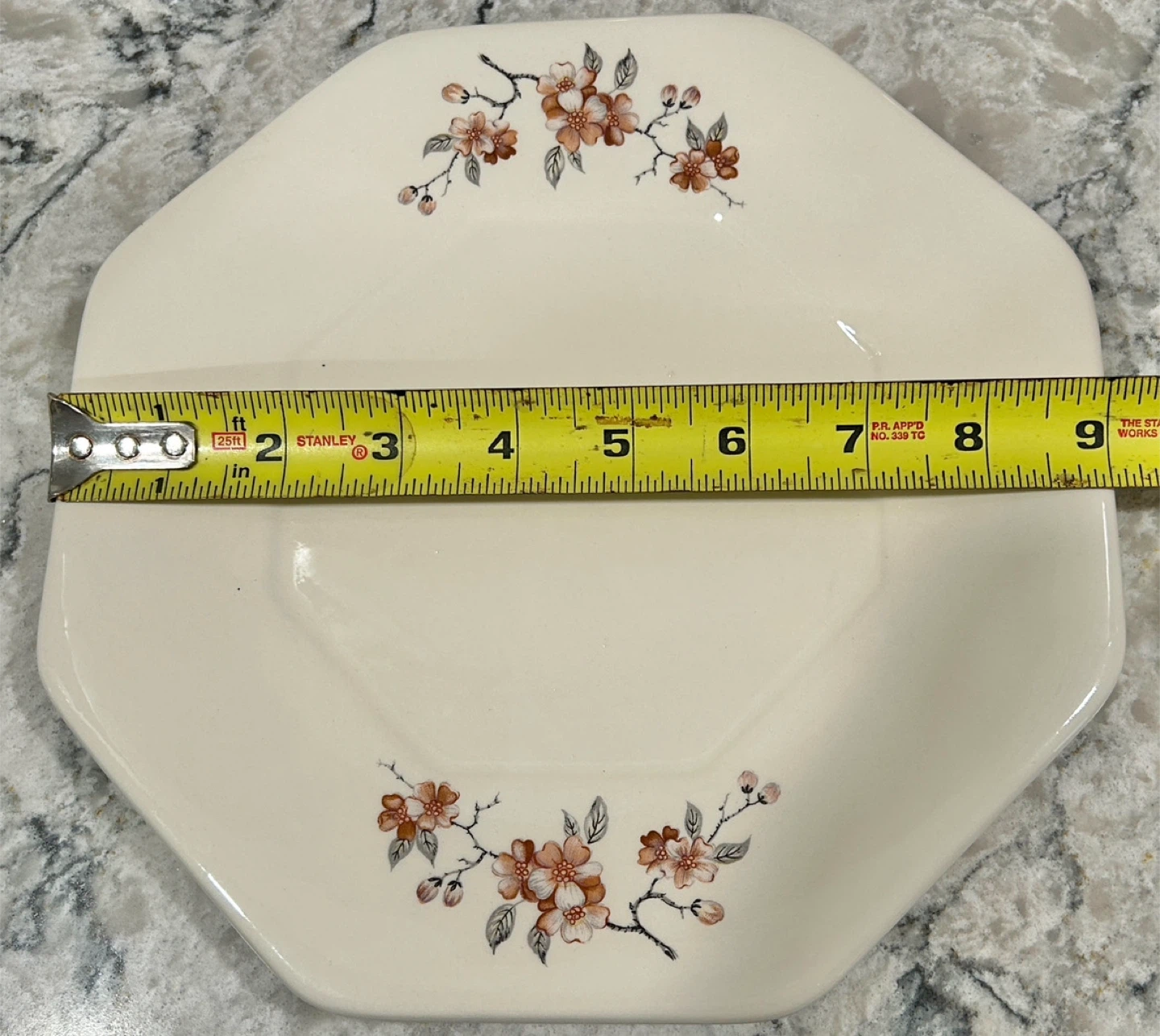 Vintage Octagon Plate with Floral Design - photo 2