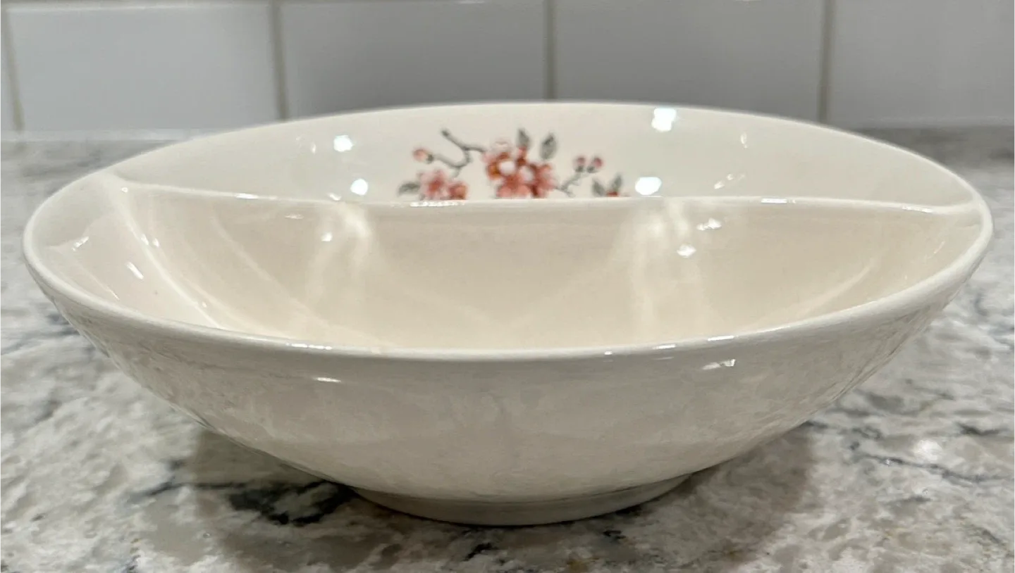 Vintage Divided Serving Bowl with Floral Design image indicator(2)