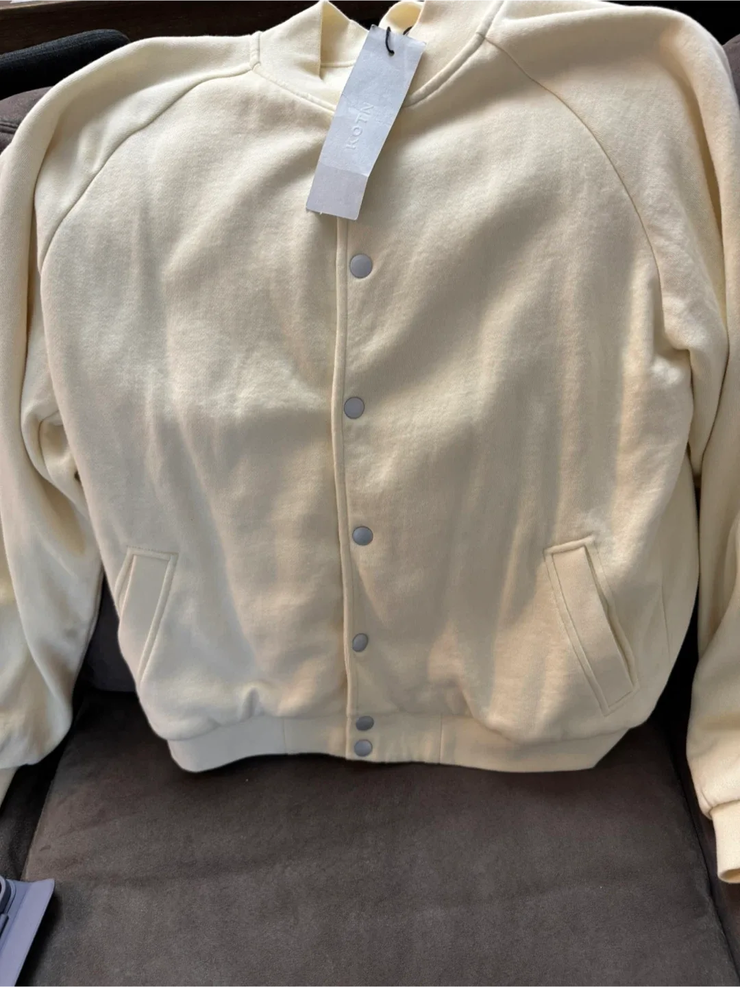 KOTN Cream Bomber Jacket thumbnail