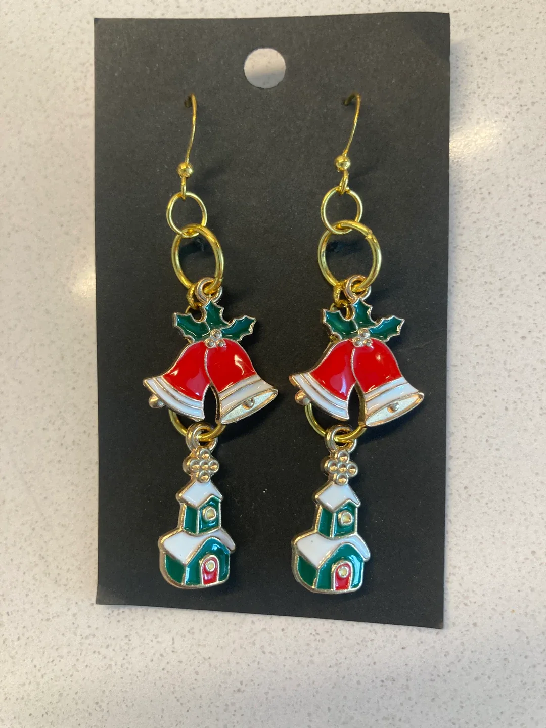 Christmas Dangle Earrings - Bells & Church thumbnail