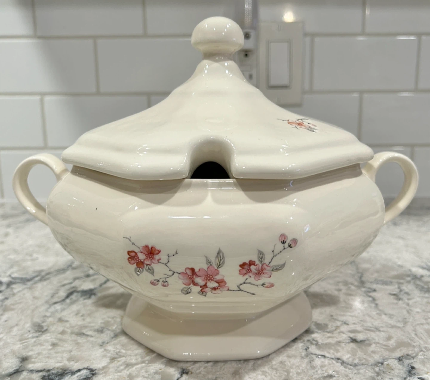 Vintage Lidded Soup Tureen with Floral Design