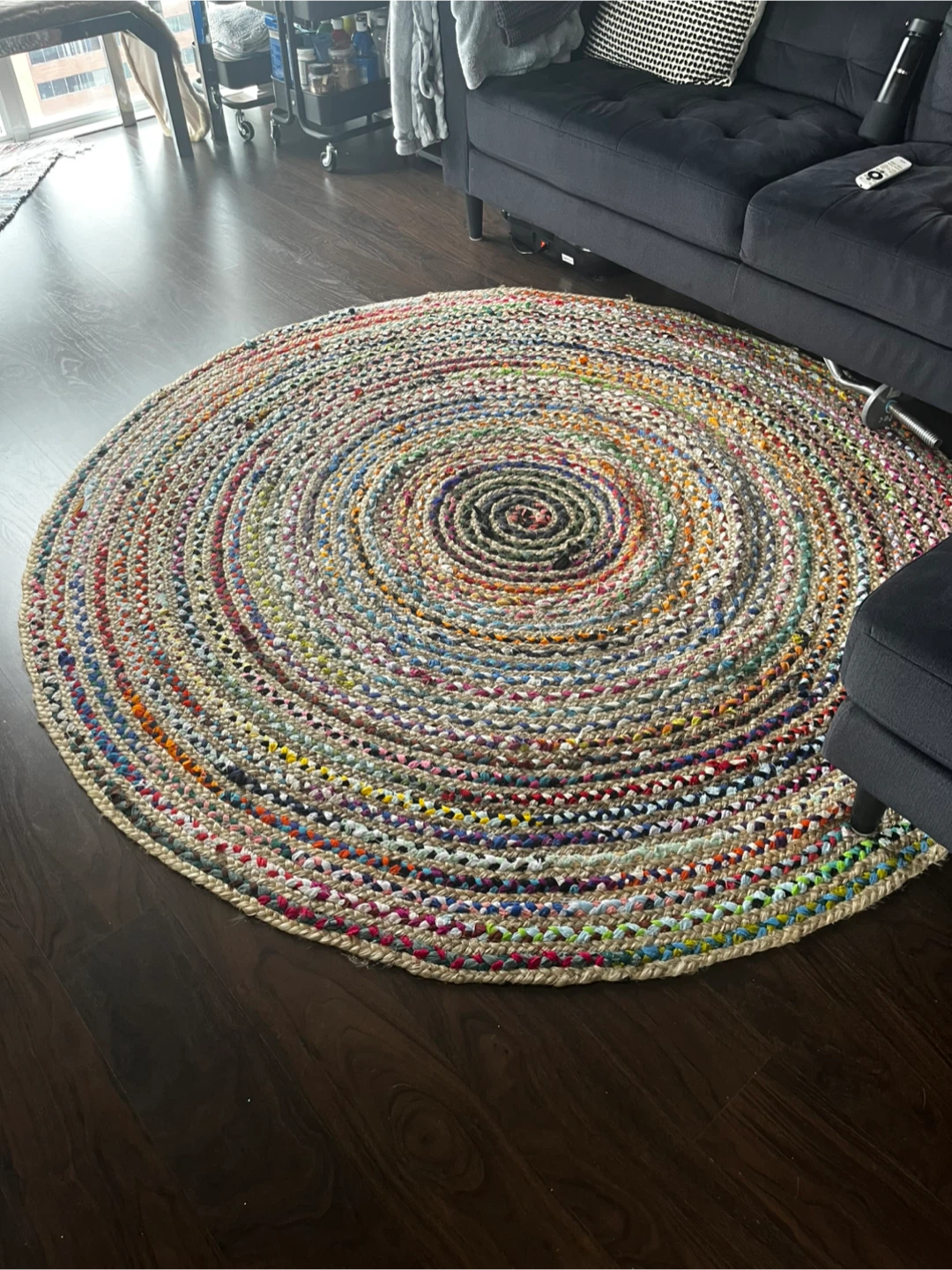 Braided Round Jute Rug - Multi-Colour - photo 2