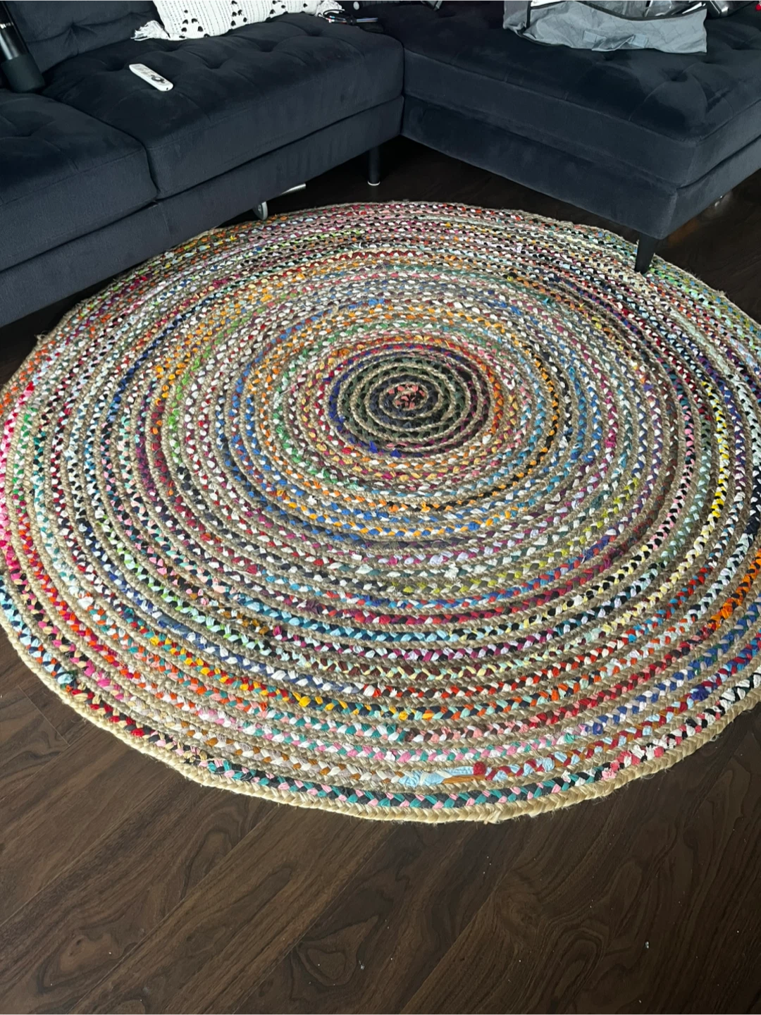 Braided Round Jute Rug - Multi-Colour - photo 3