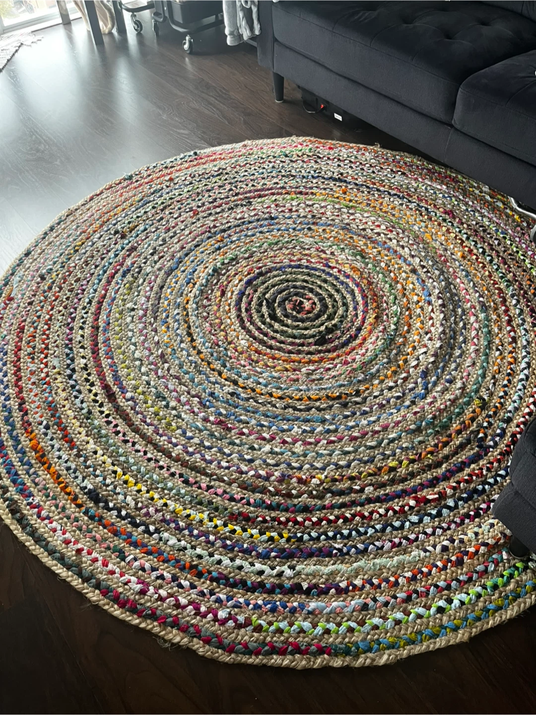 Braided Round Jute Rug - Multi-Colour