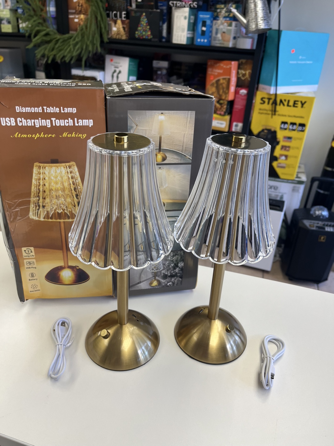 2Packs Metal Cordless Table Lamp Touching Control Crystal Lamp - photo 4