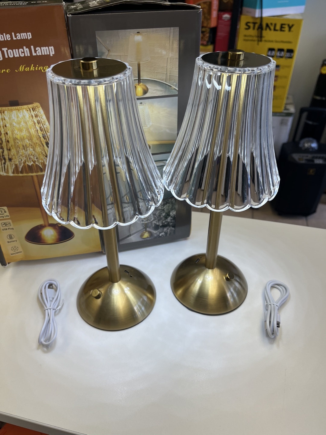 2Packs Metal Cordless Table Lamp Touching Control Crystal Lamp - photo 5