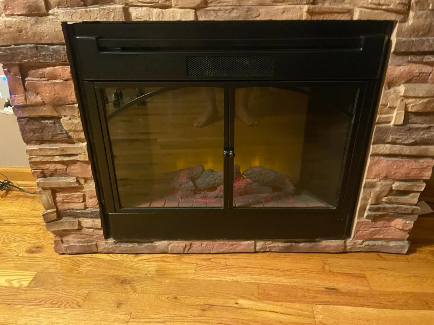 Electric Fireplace with Faux Stone Surround image indicator(2)