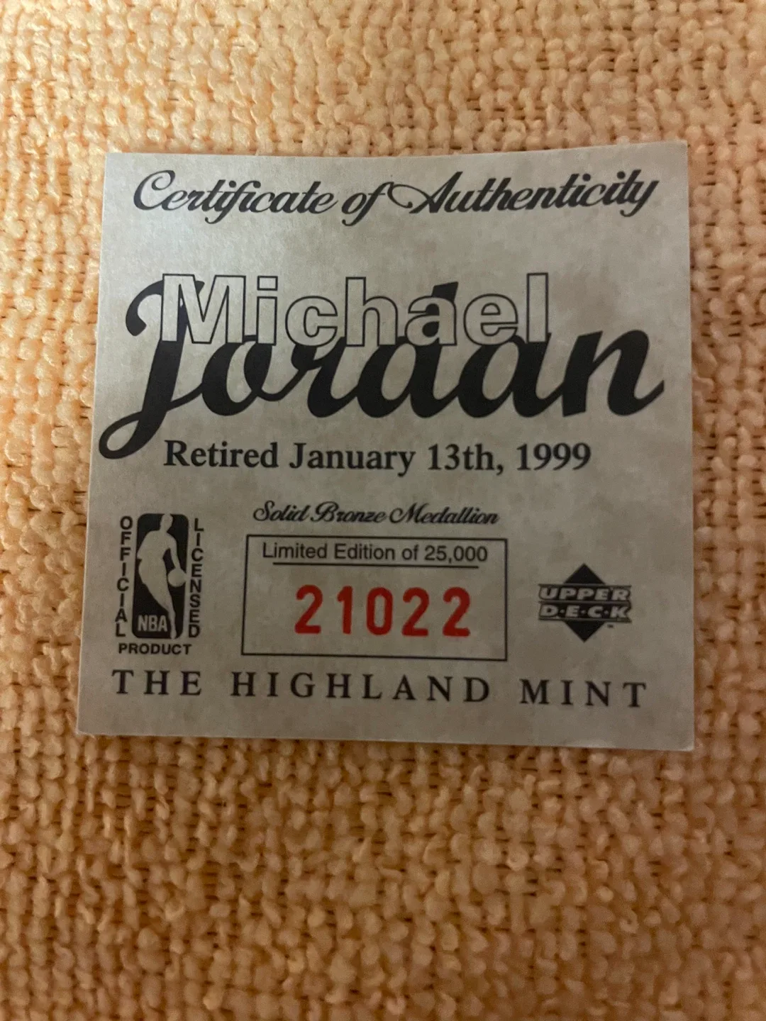 Michael Jordan Retired 1999 Solid Bronze Medallion image indicator(5)
