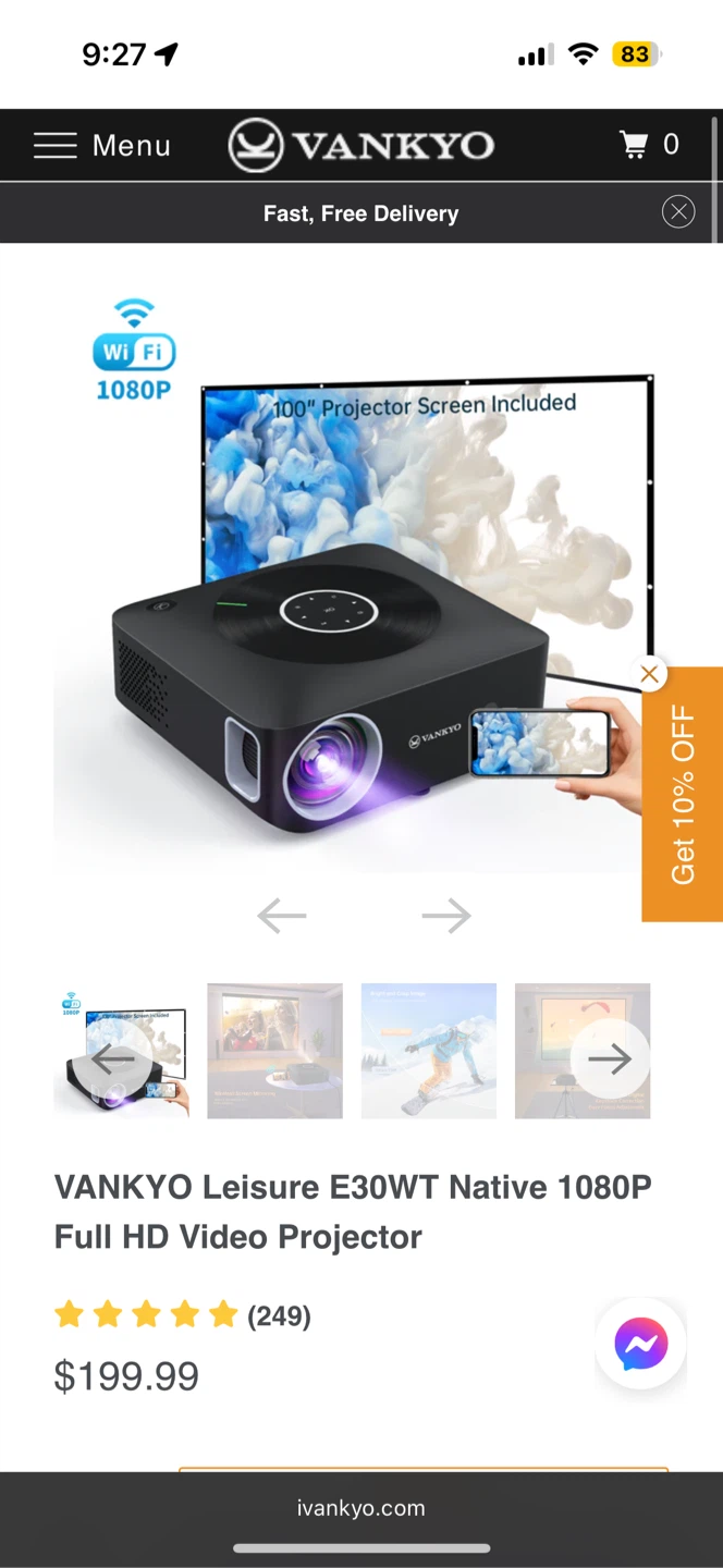 VANKYO Leisure E30WT Native 1080P Full HD Video Projector
