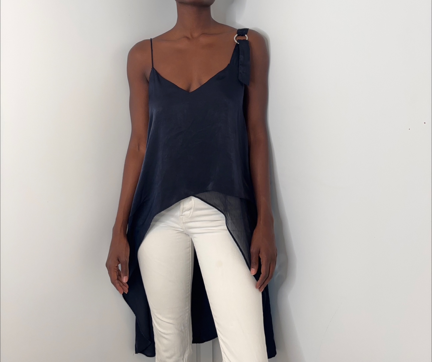 ZARA BASIC Navy Hi Low Tunic Top - photo 3