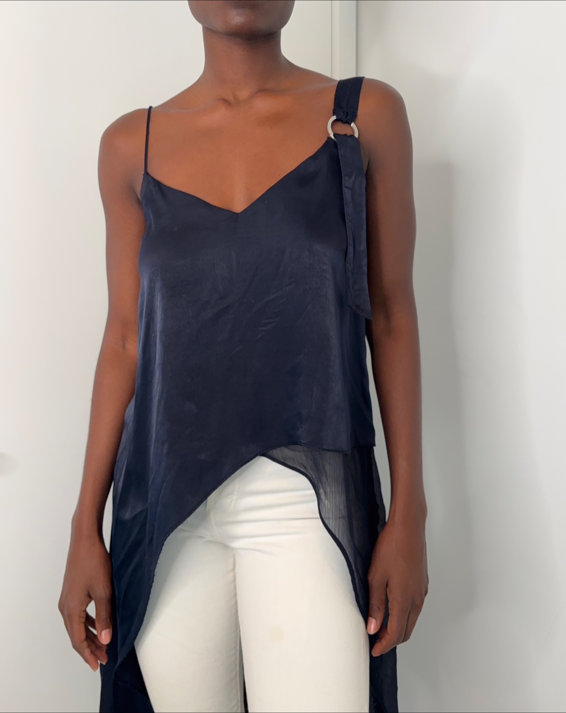 ZARA BASIC Navy Hi Low Tunic Top