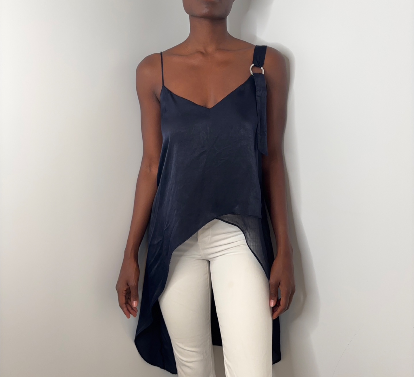 ZARA BASIC Navy Hi Low Tunic Top - photo 2
