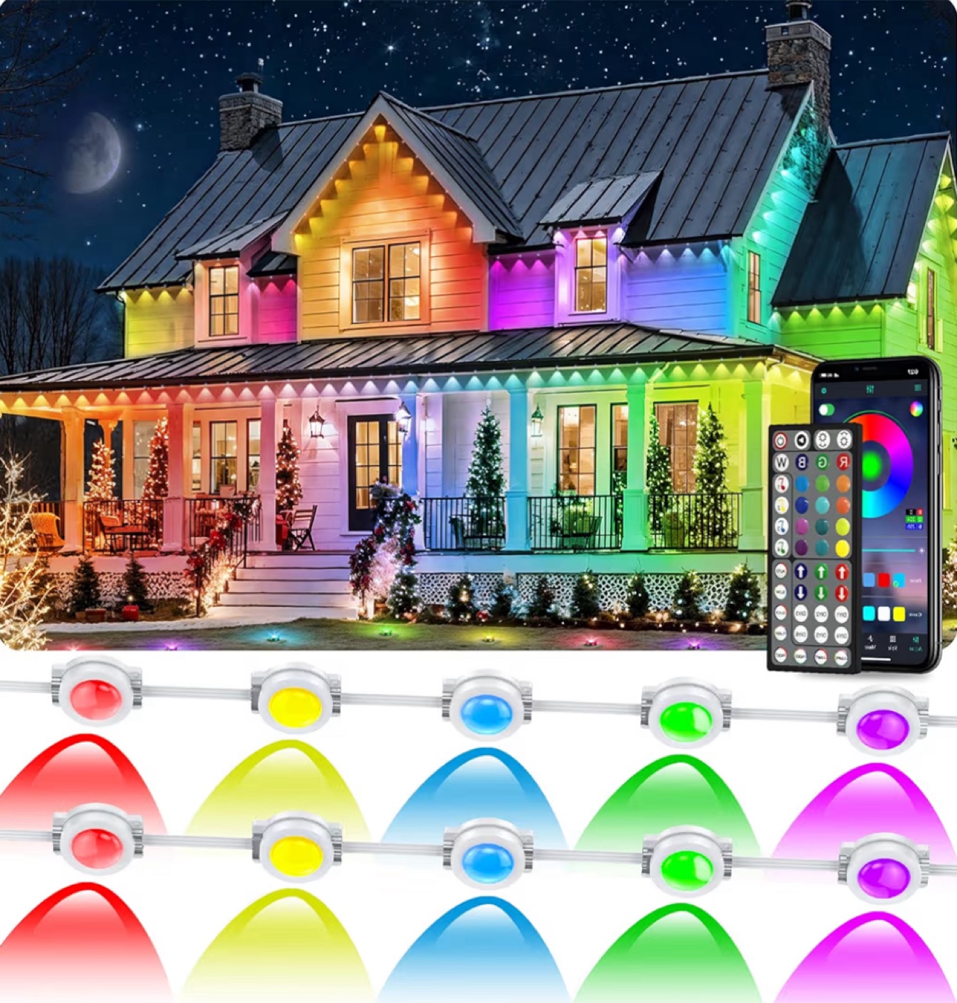 RGB Eaves Lights 500Ft/150M with App ControlRemote,IP67 - photo 5