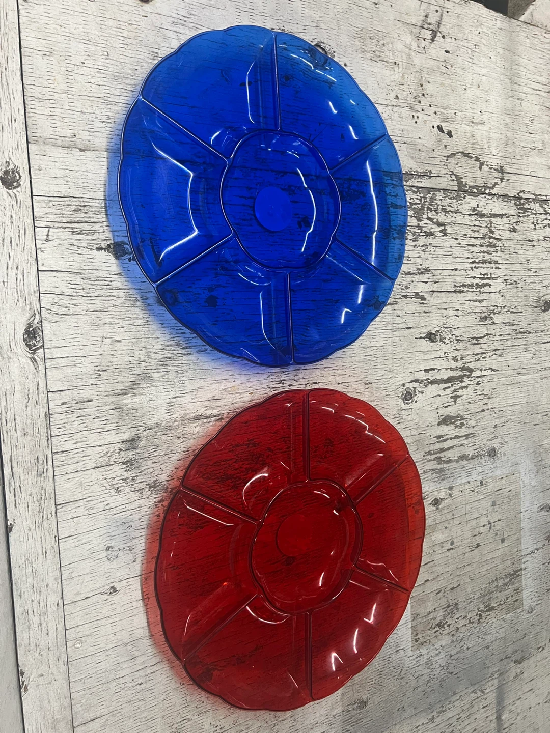 Blue & Red Plastic Serving Dishes