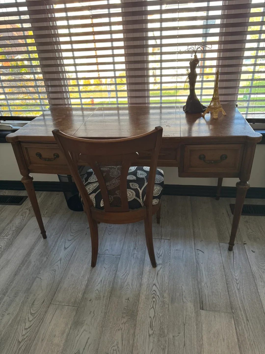 Vintage Vanity Desk with Mirror and Chair thumbnail
