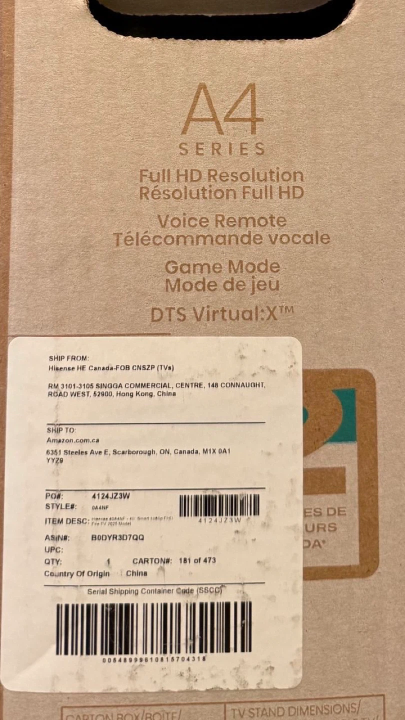 Hisense 40” Smart TV (Model 40A4NF) - Brand New in Box - photo 3