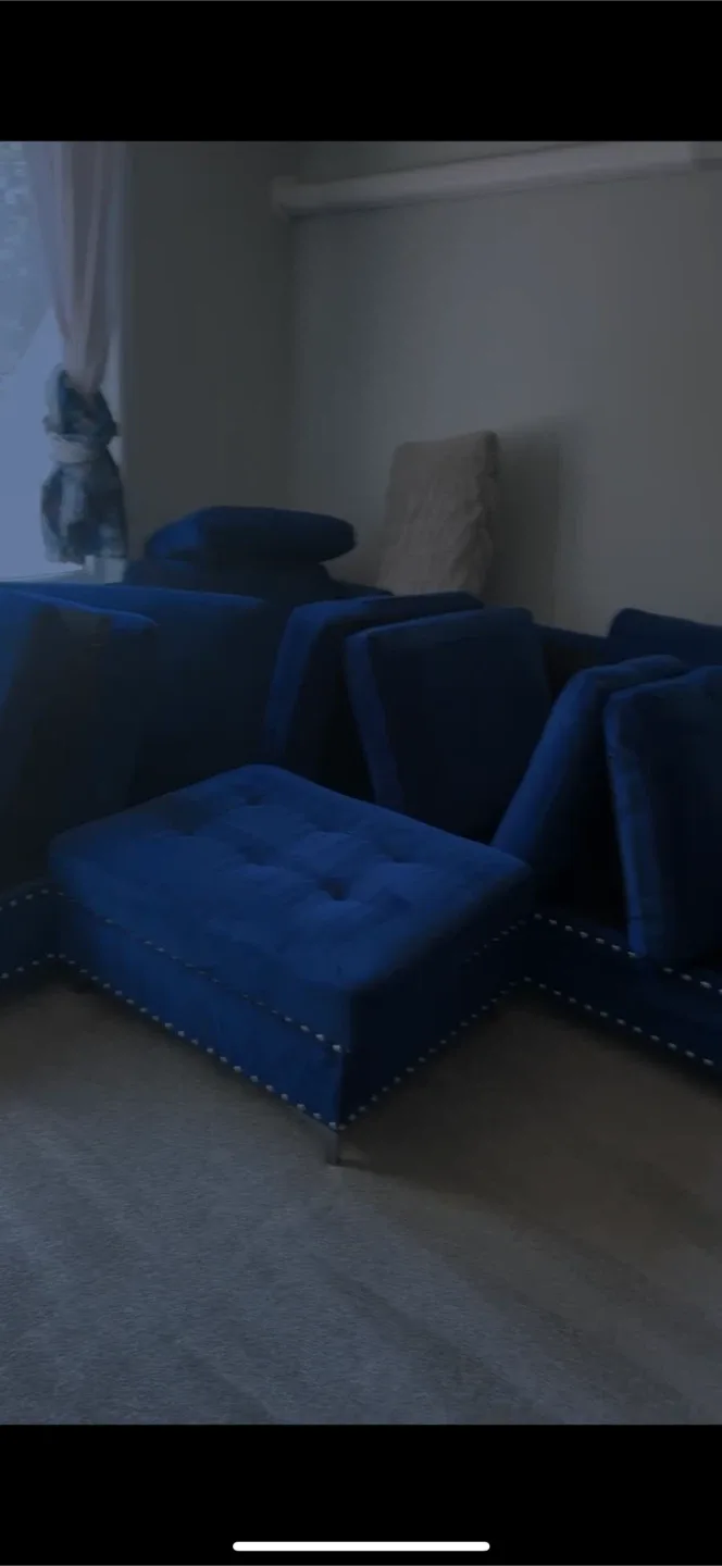 Blue Sectional Sofa with Ottoman image indicator(2)