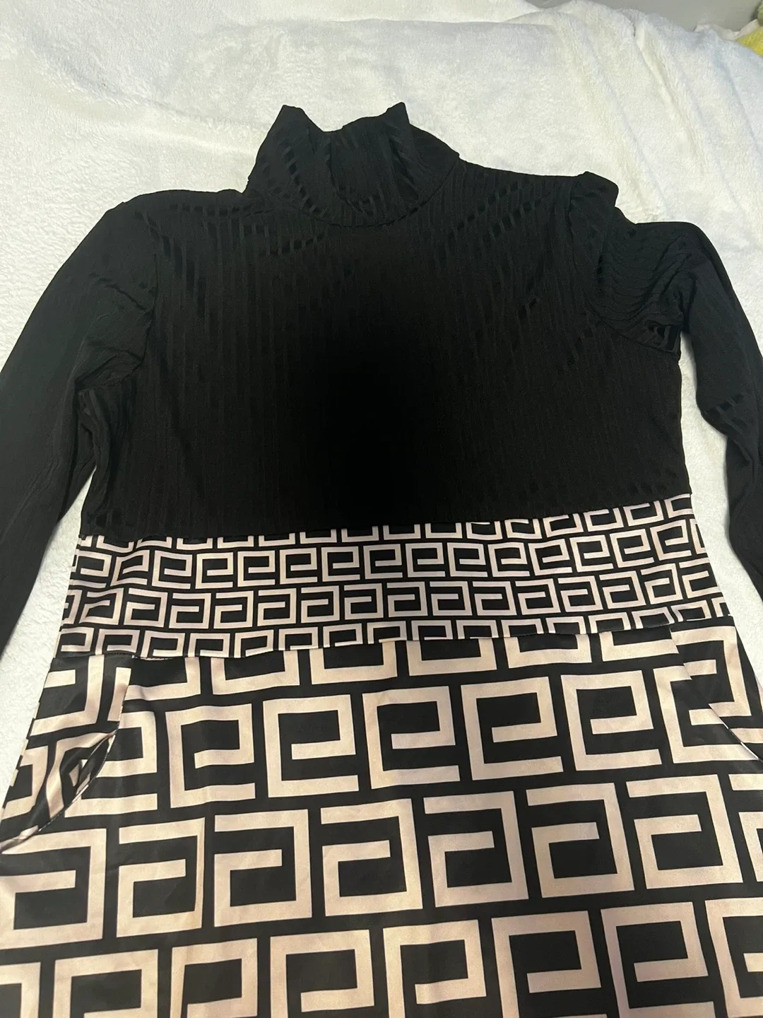 Black & Patterned Long Sleeve Dress image indicator(2)
