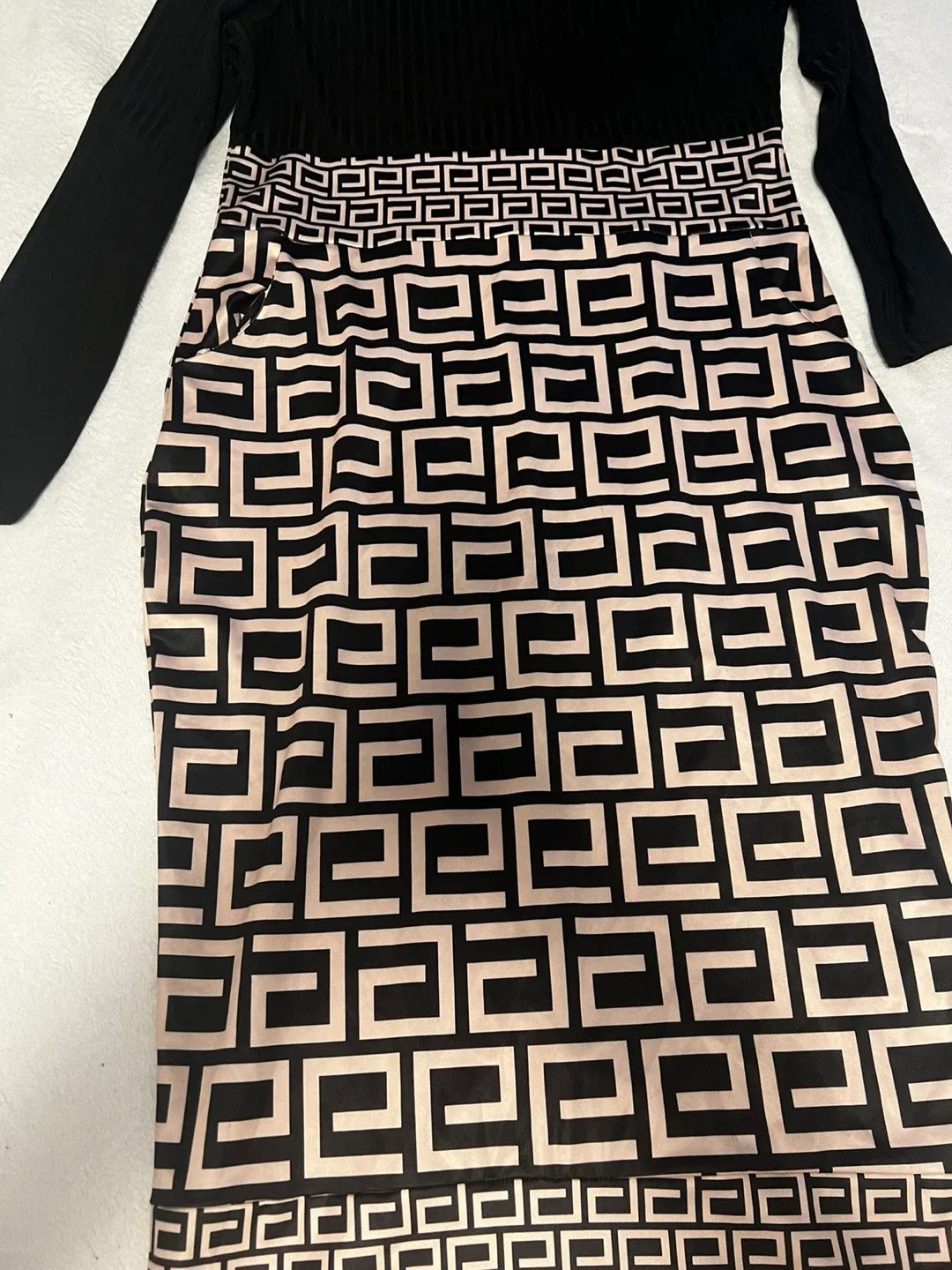 Black & Patterned Long Sleeve Dress image indicator(3)