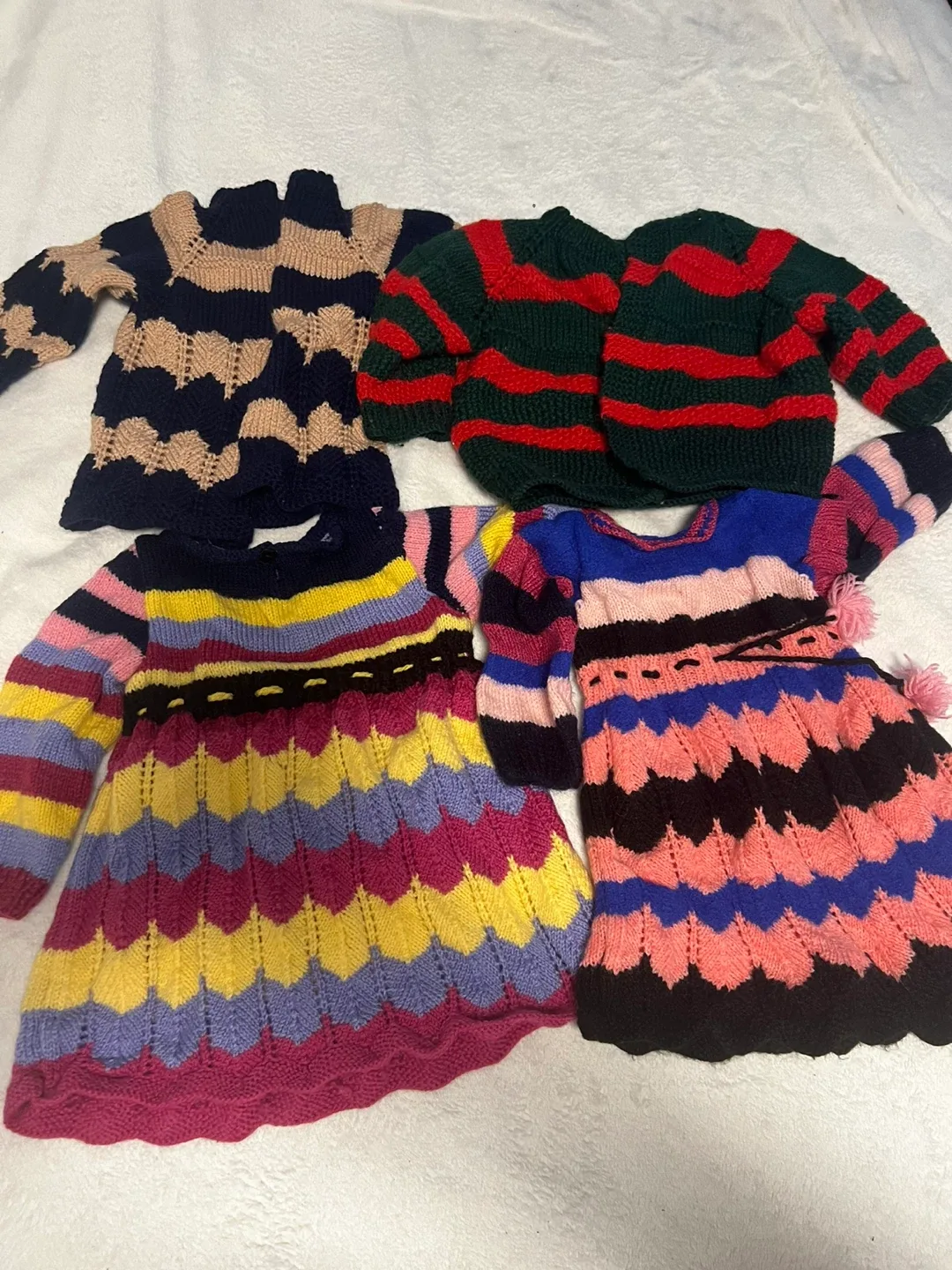Hand-Knitted Baby Sweaters and Dresses thumbnail