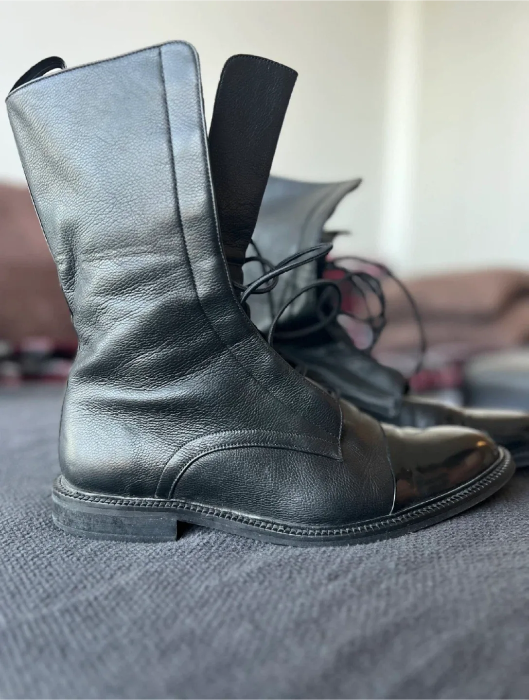 INCH2 Black Leather Boots Size 42 image indicator(2)