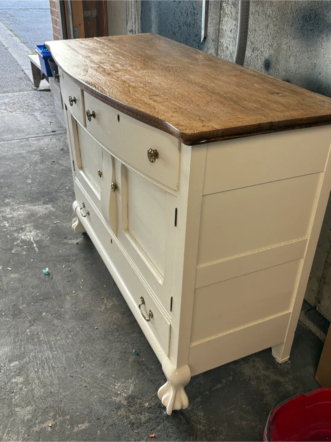 Antique White & Wood Dresser image indicator(4)