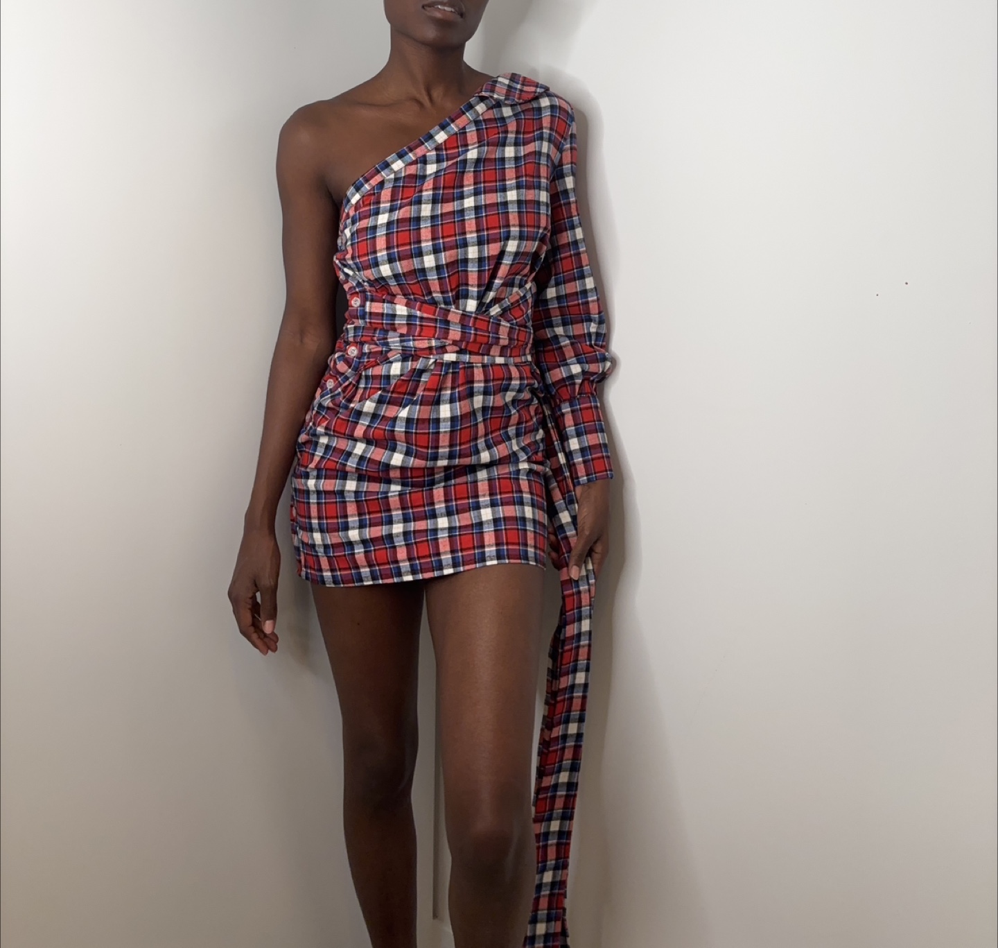 Missguided Avant-Garde Plaid One-Shoulder Mini Dress! - photo 2