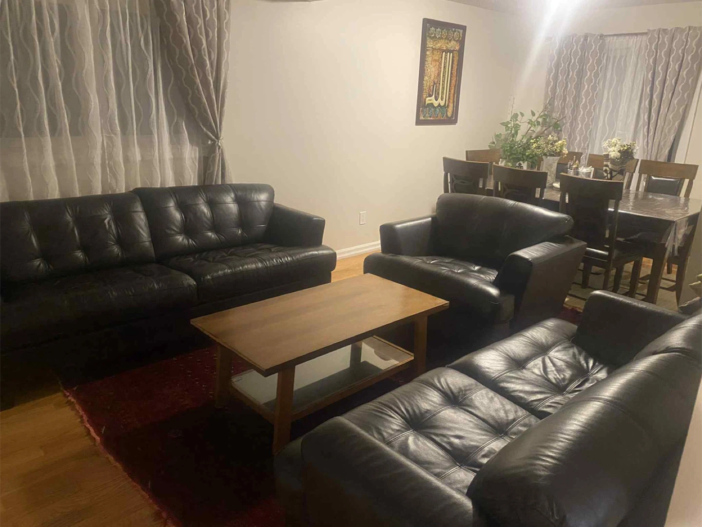 Leather Sofa Set - Black - photo 2