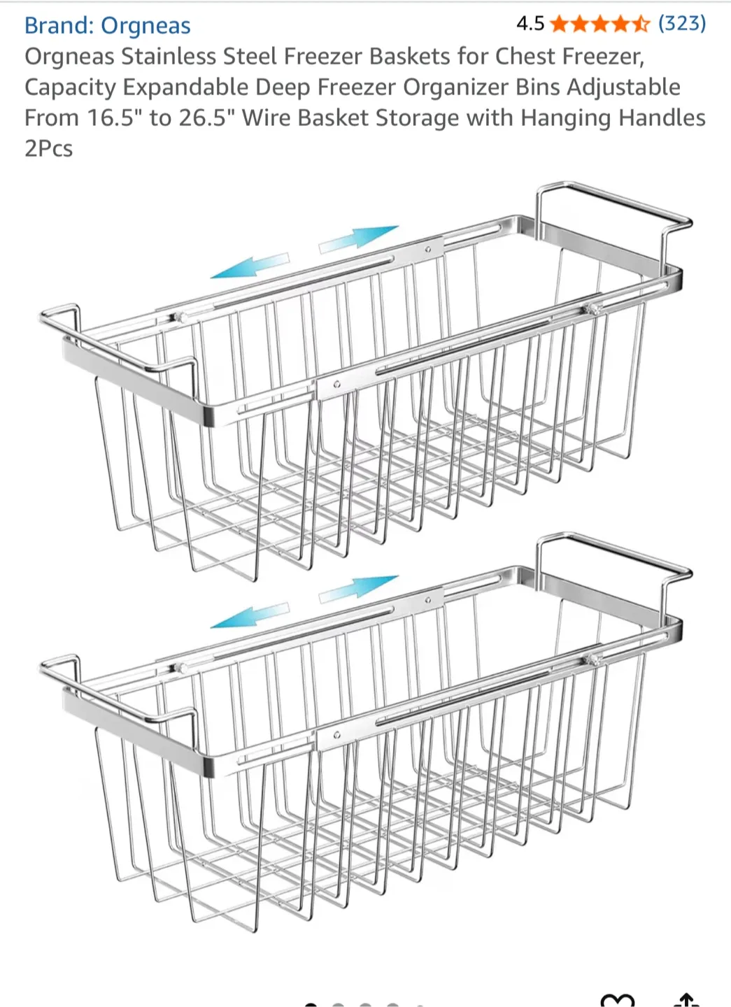 Orgneas Expandable Chest Freezer Baskets (2)
