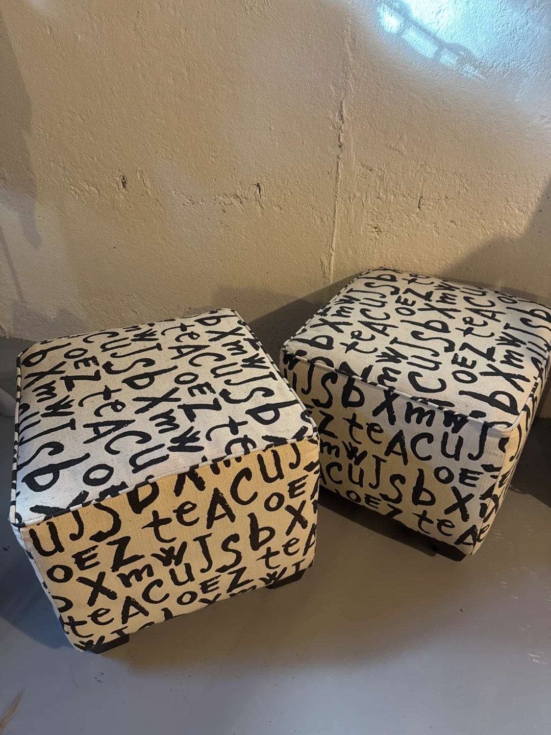 Alphabet Print Cube Ottomans - Set of 2 - photo 3
