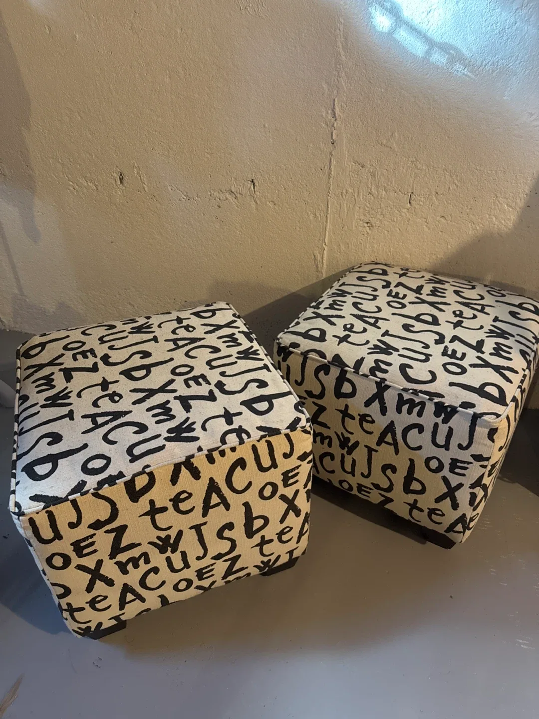 Alphabet Print Cube Ottomans - Set of 2 image indicator(3)