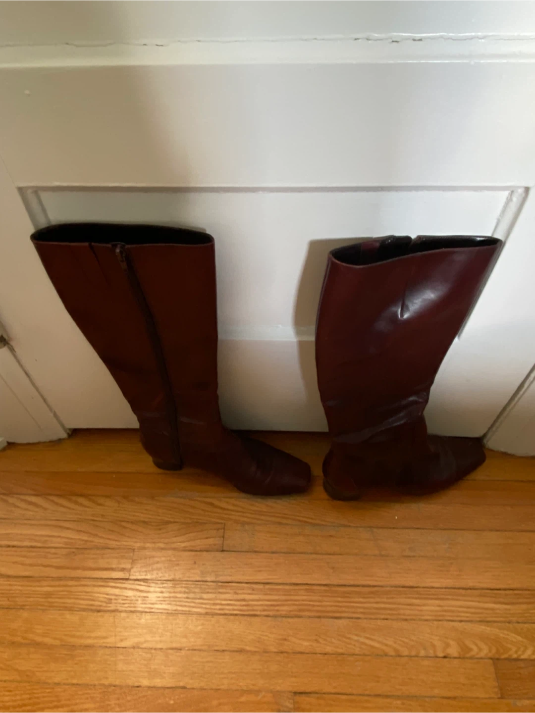 Burgundy Leather Knee-High Boots - photo 2