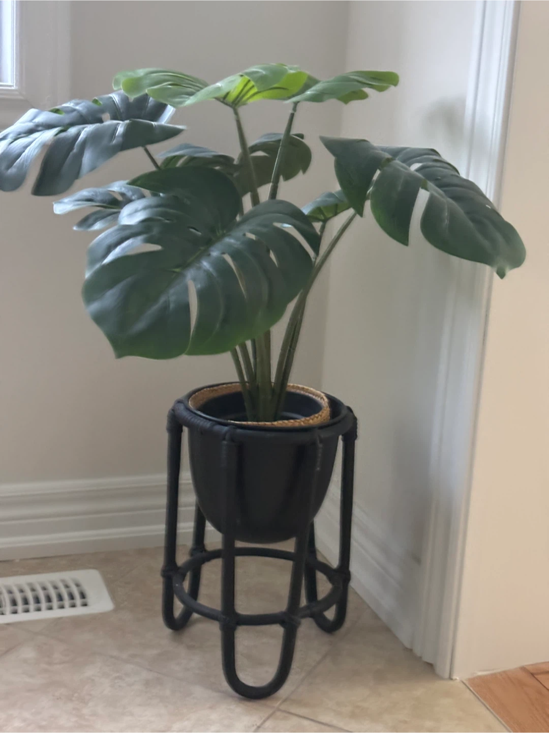 Artificial Monstera Plant with Black Stand - photo 2