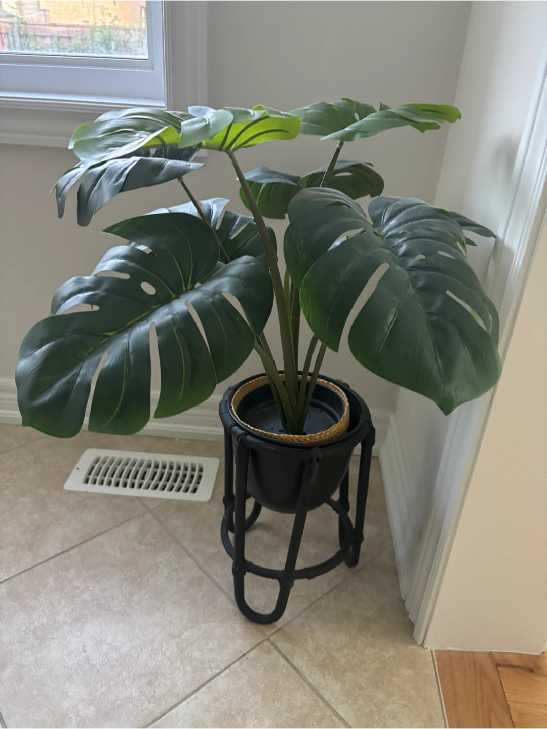 Artificial Monstera Plant with Black Stand - photo 3