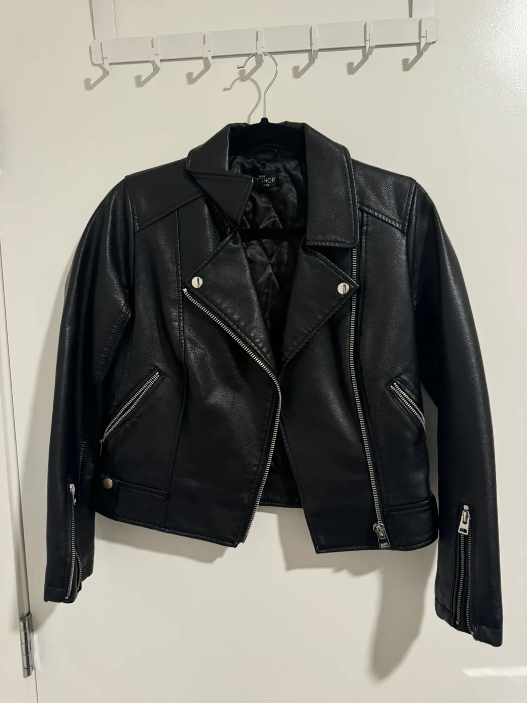 Topshop Petite Black Leather Jacket - Size US 2 thumbnail