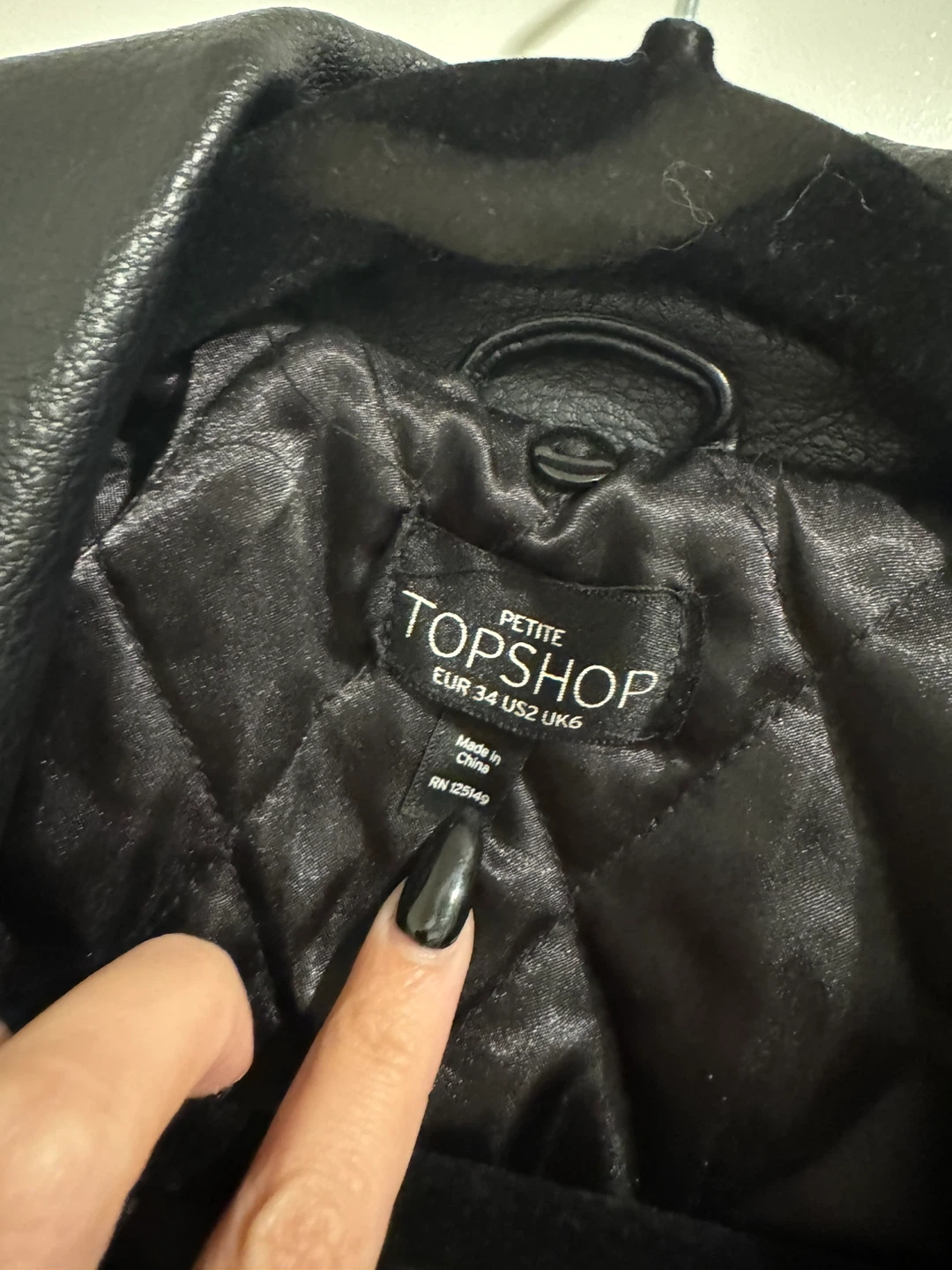 Topshop Petite Black Leather Jacket - Size US 2 - photo 2