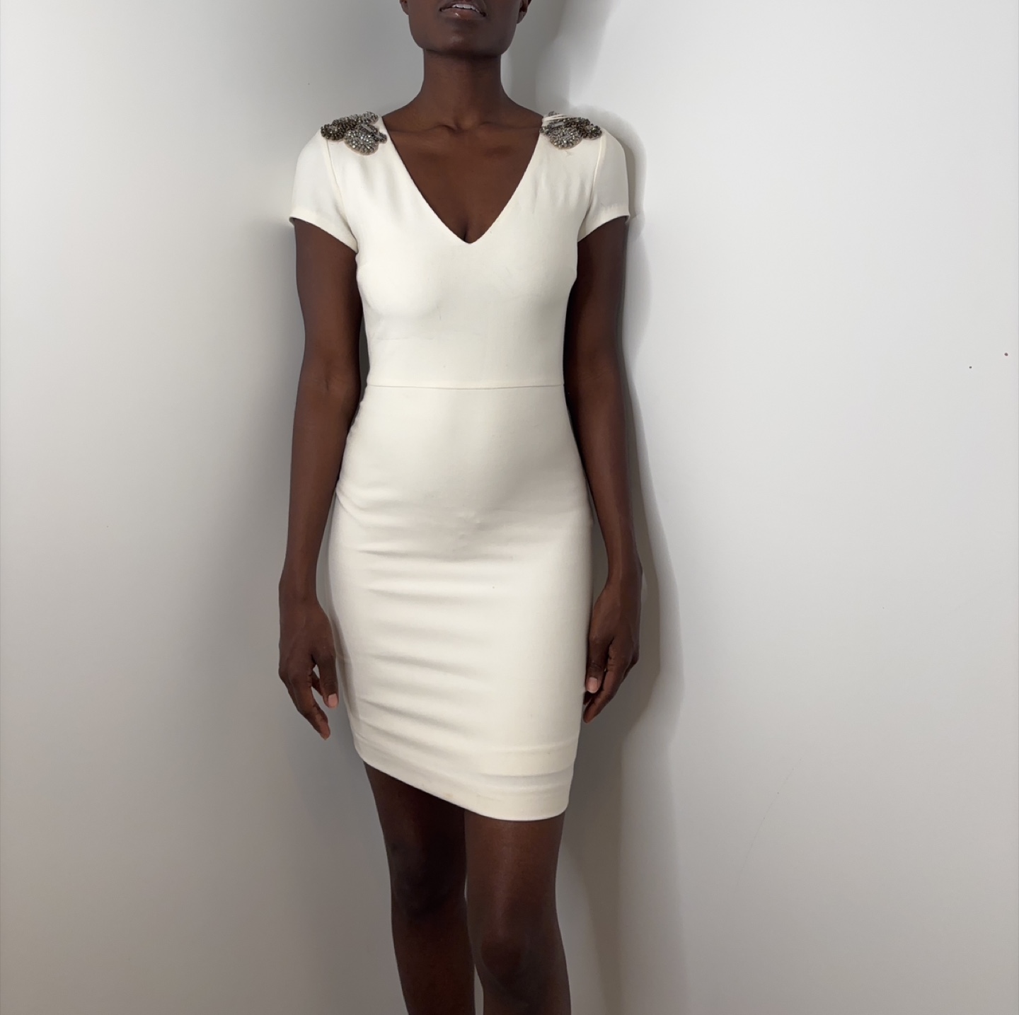 Zara Embellished White Bodycon Mini Dress!