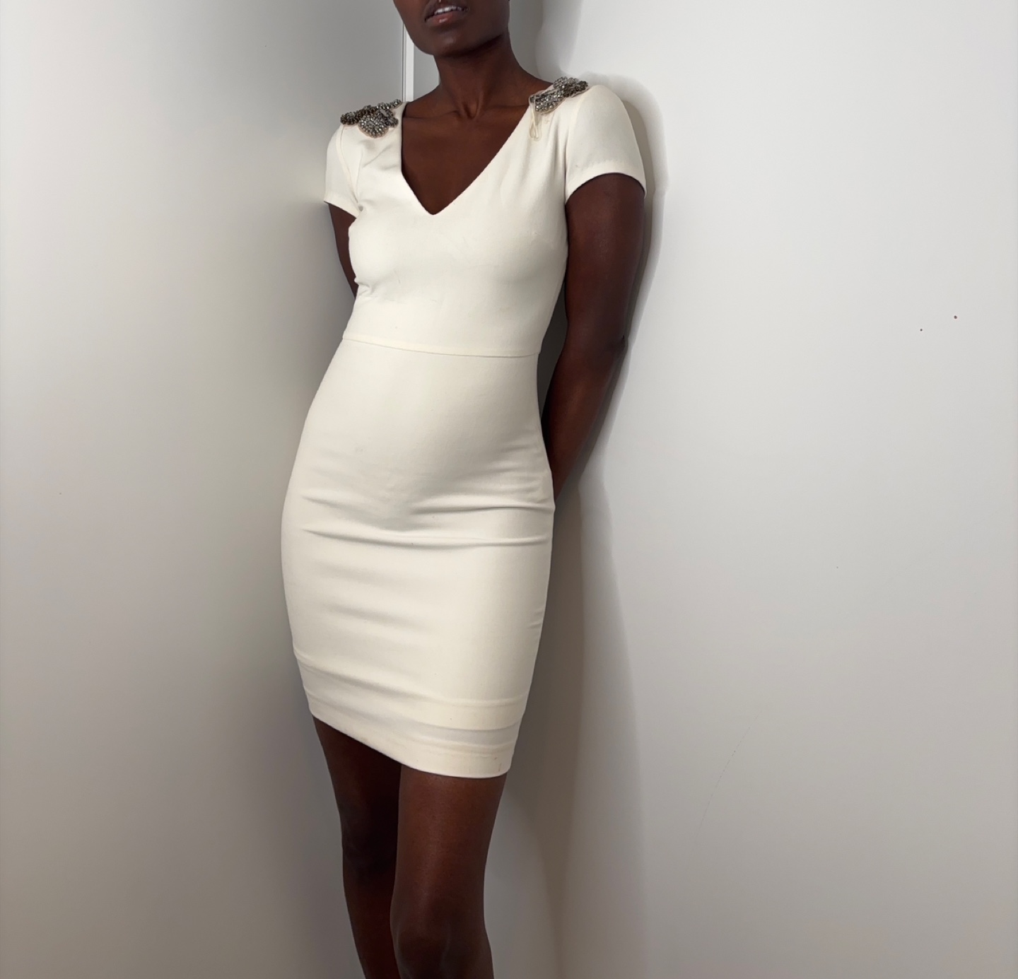 Zara Embellished White Bodycon Mini Dress! - photo 5
