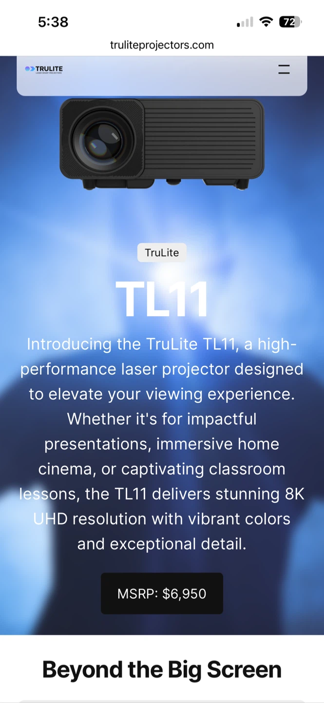 TruLite TL11 Projector & Titan TNS-72 Screen - NEW! - photo 5