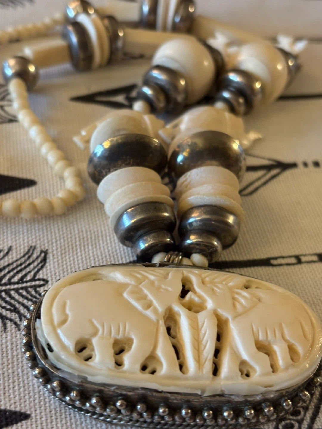 Elephant Pendant Necklace - Ivory Color