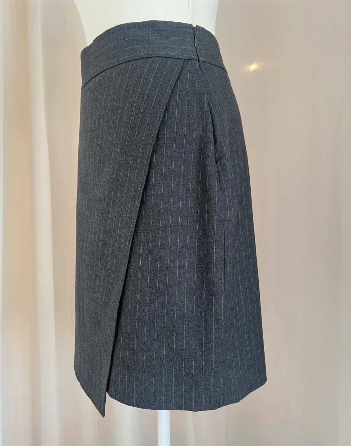 Pinstripe Wrap Skirt - Grey - Size 2 image indicator(3)