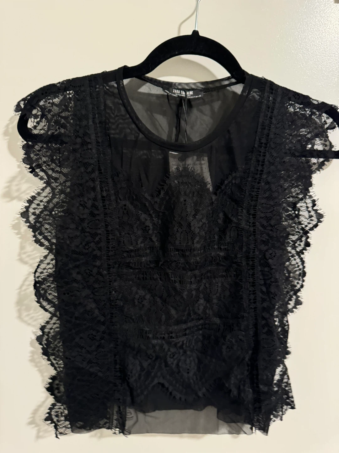 Zara Trafaluc Black Lace Top - Size S - photo 3