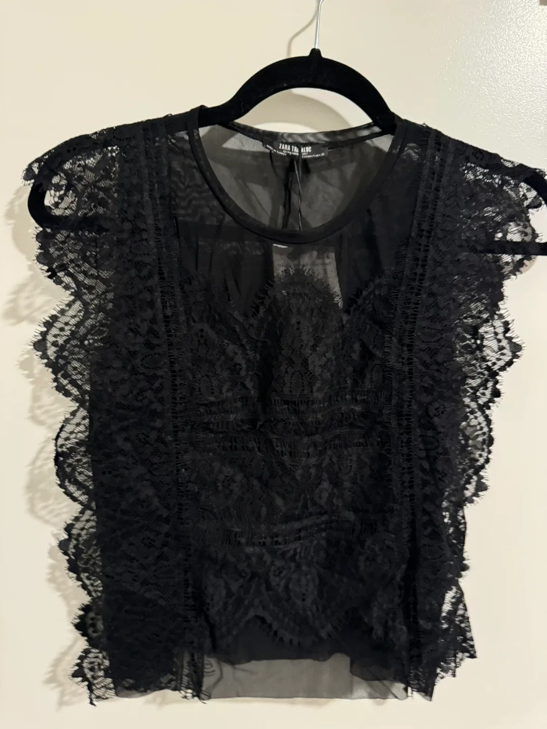 Zara Trafaluc Black Lace Top - Size S image indicator(3)