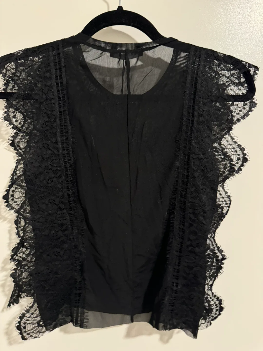 Zara Trafaluc Black Lace Top - Size S thumbnail