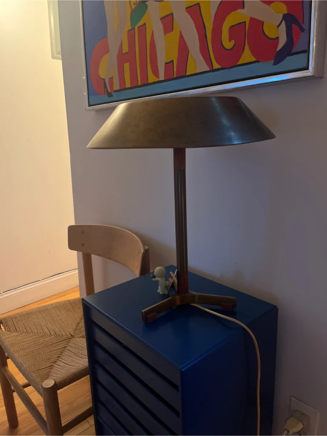 Mid-Century Brass & Teak Table Lamp – Scandinavian Design image indicator(4)