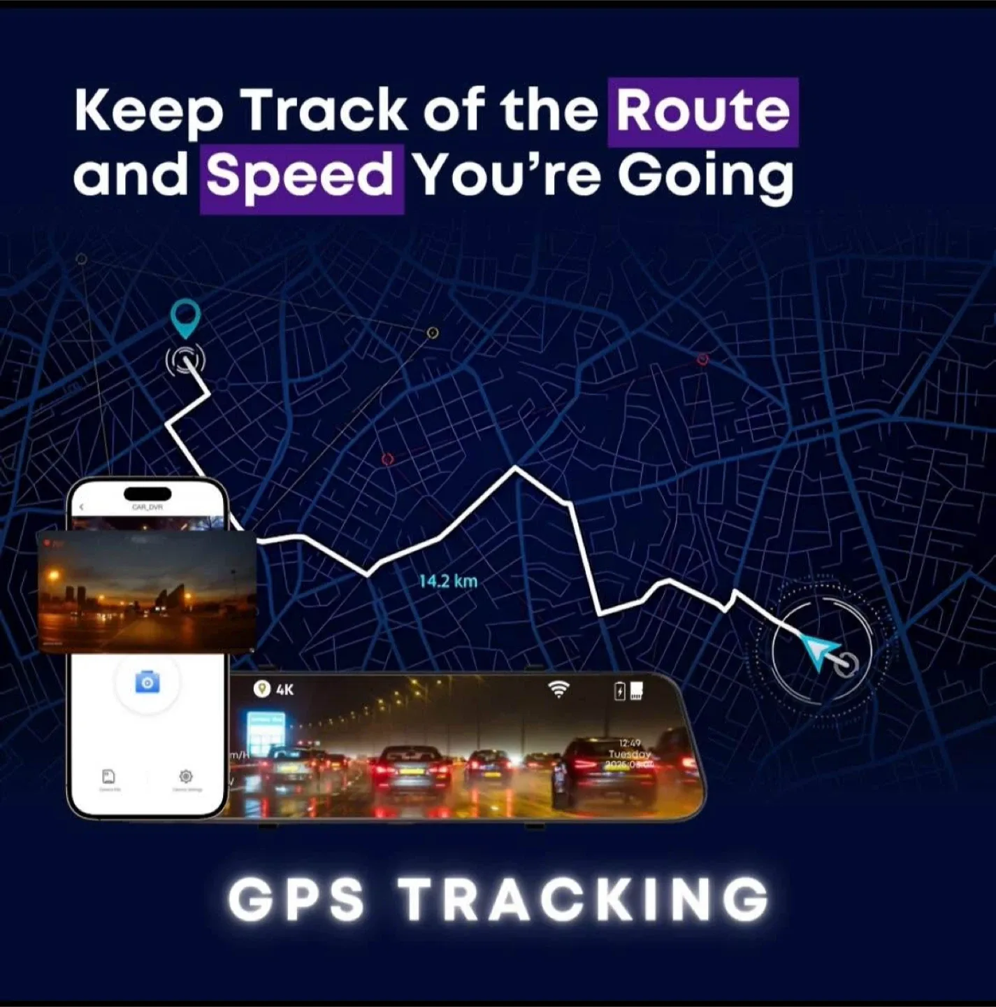 Full-Size Starlight Night Vision Dash Cam - New! image indicator(4)