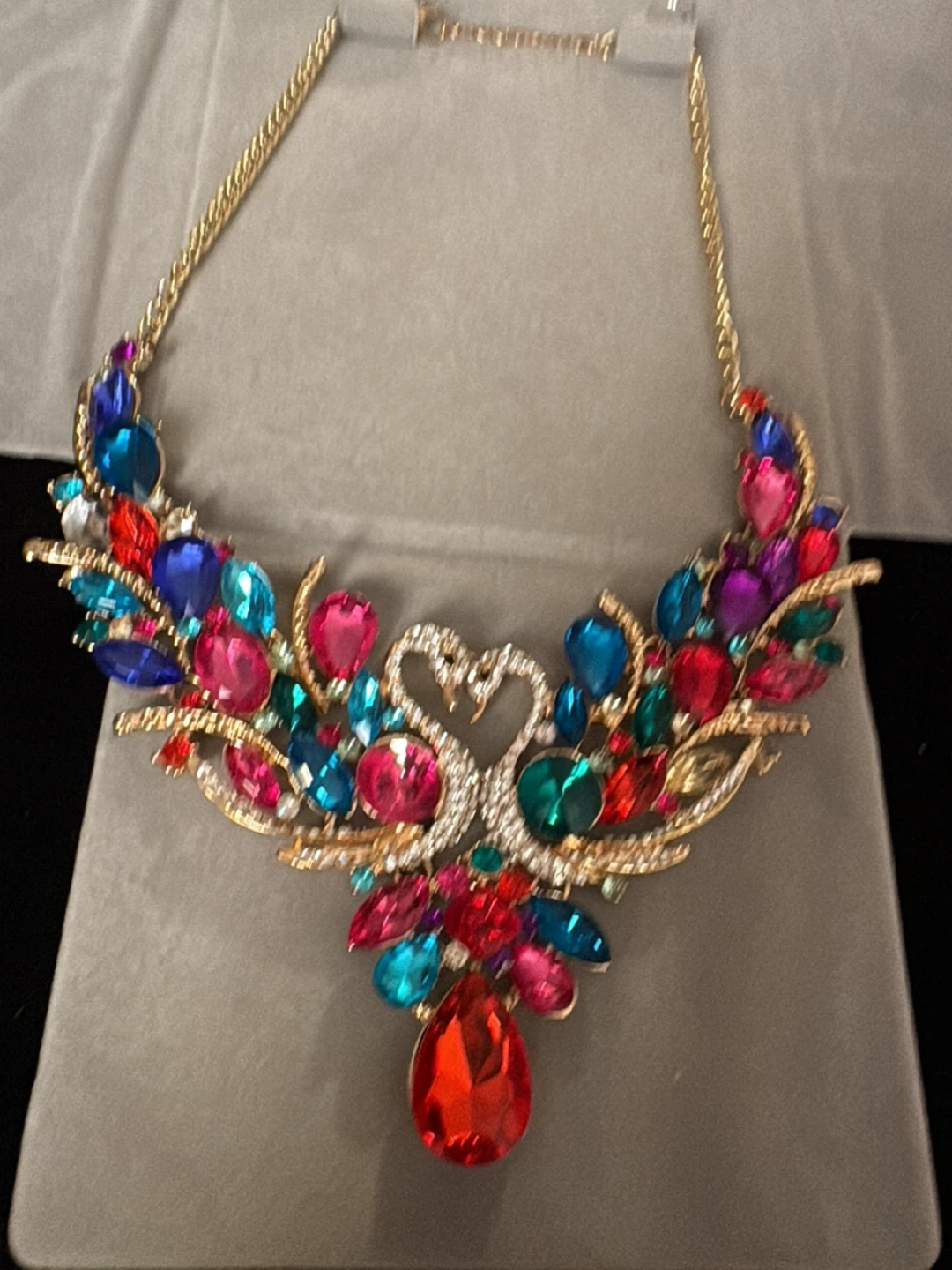 Colorful Swan Design Statement Necklace