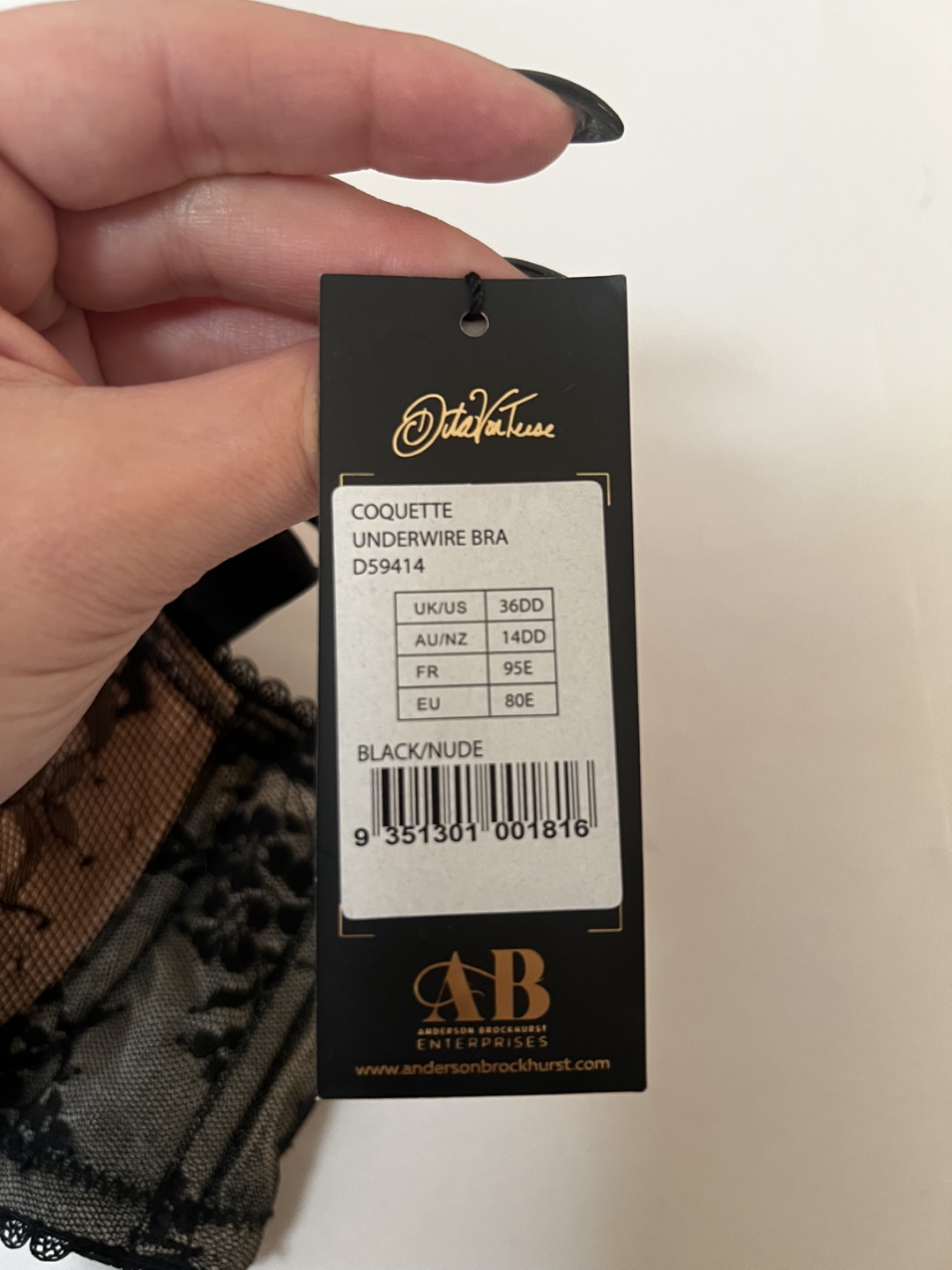 Dita Von Teese Coquette Bra - 36DD, Black/Nude - photo 3